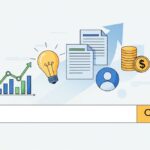 Generic site search box with abstract query chips flowing out.