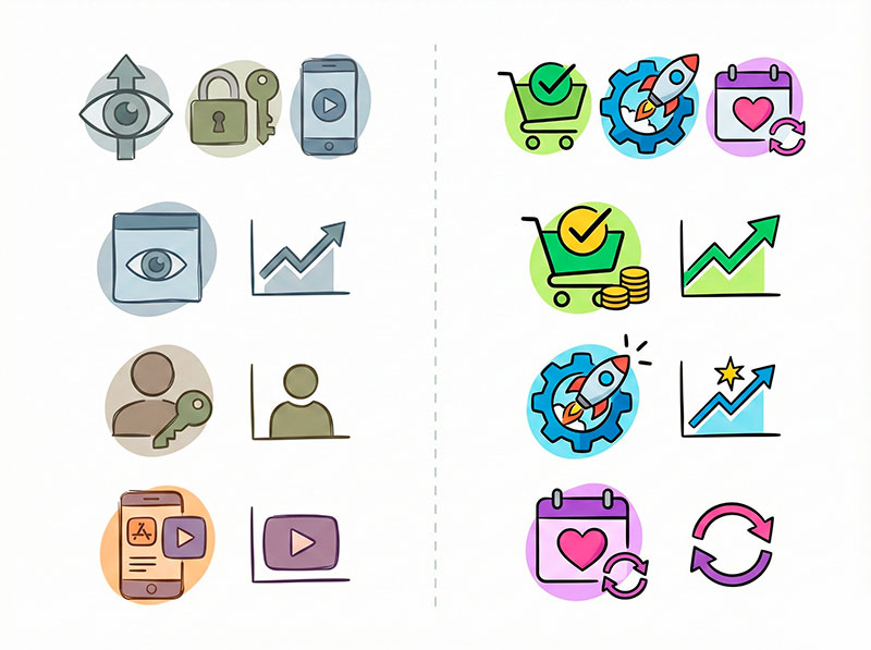 Comparison of vanity metrics and value events