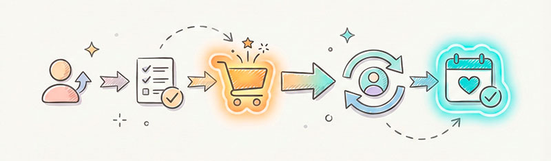 User journey with highlighted value moments