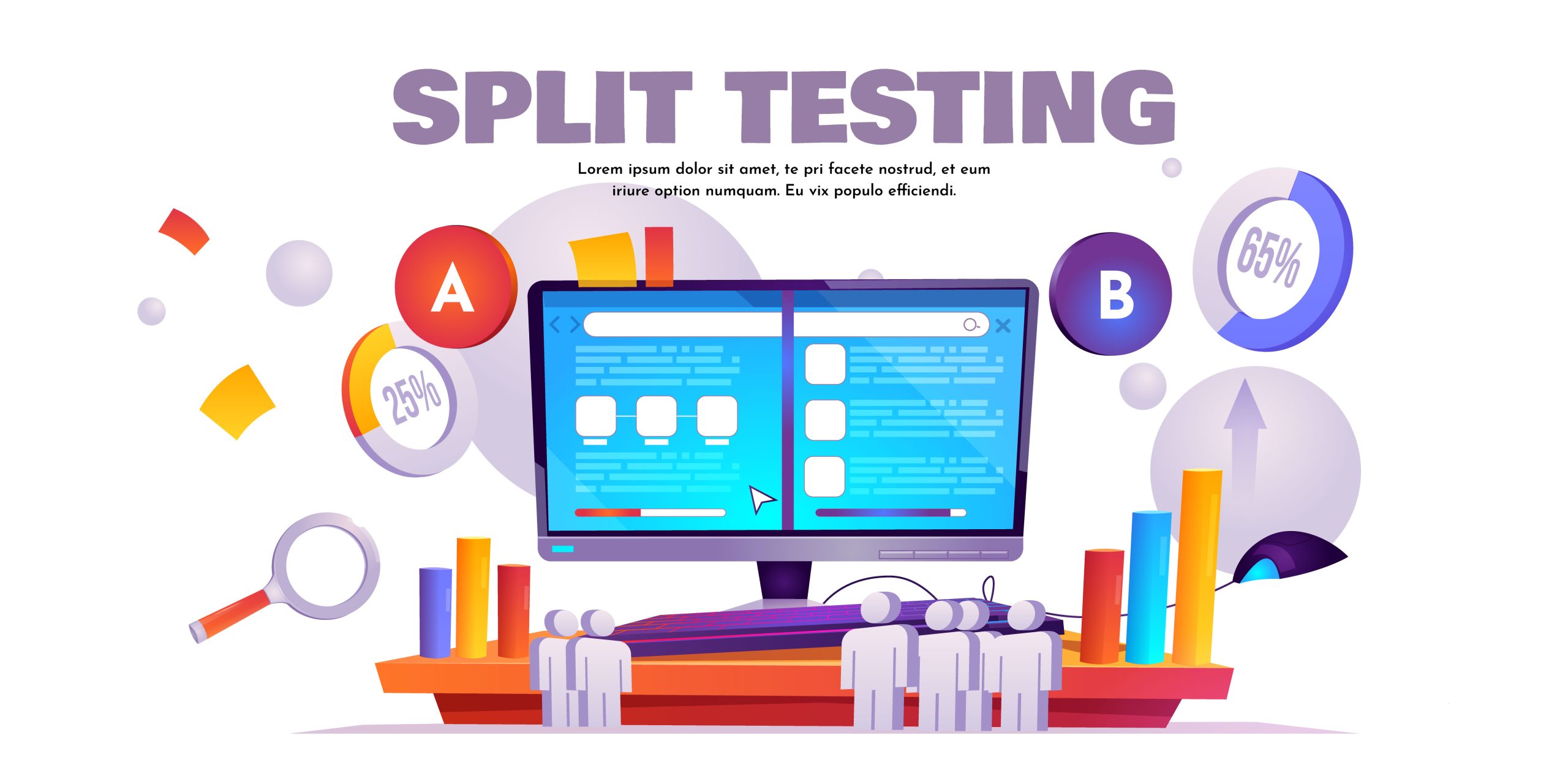 A/B split testing illustration comparing two variants