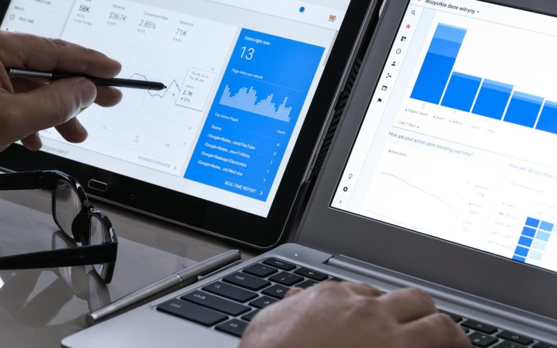 Google Analytics dashboard on laptop before migration to open-source analytics